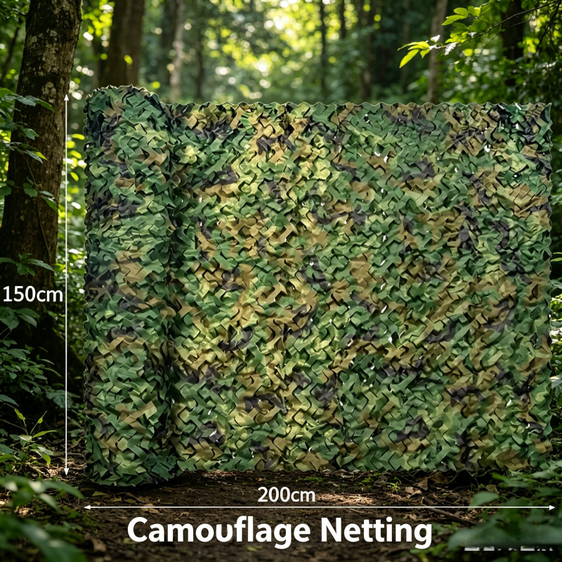 Outdoor Hunting Photography - 150x200cm Woodland Camo Netting, Durable Polyester
