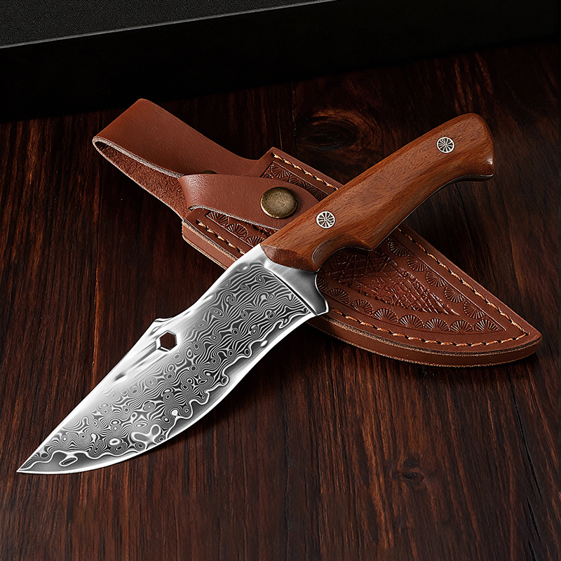 Hunting Outdoor Edge Knives - Damascus Outdoor Knife Curved Sharp Edge