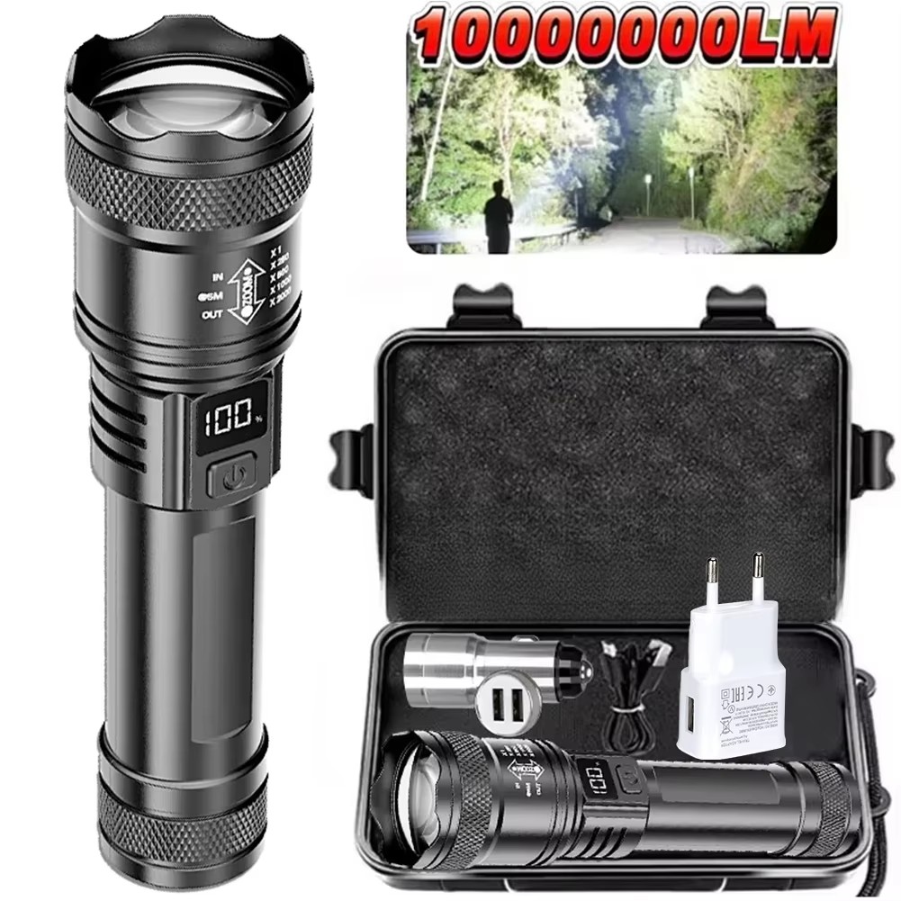 100000LM Super Bright Flashlig - đánh giá và giá Tactical Flashlight Rechargeable