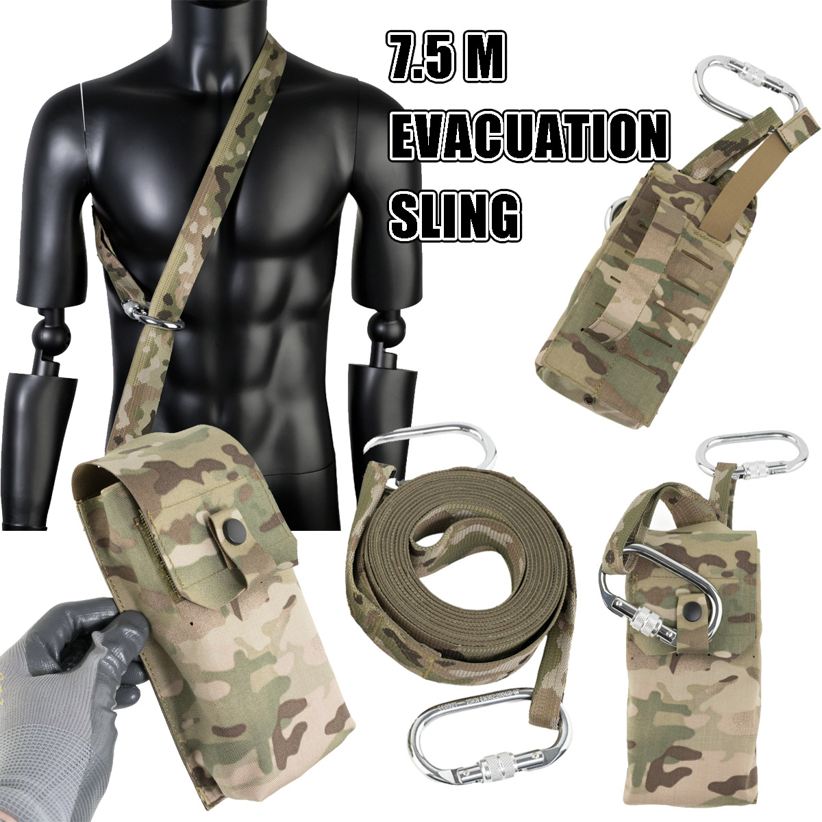 Tactical 7m Evacuation sling w - đánh giá và giá Outdoor Hunting Gear Storage