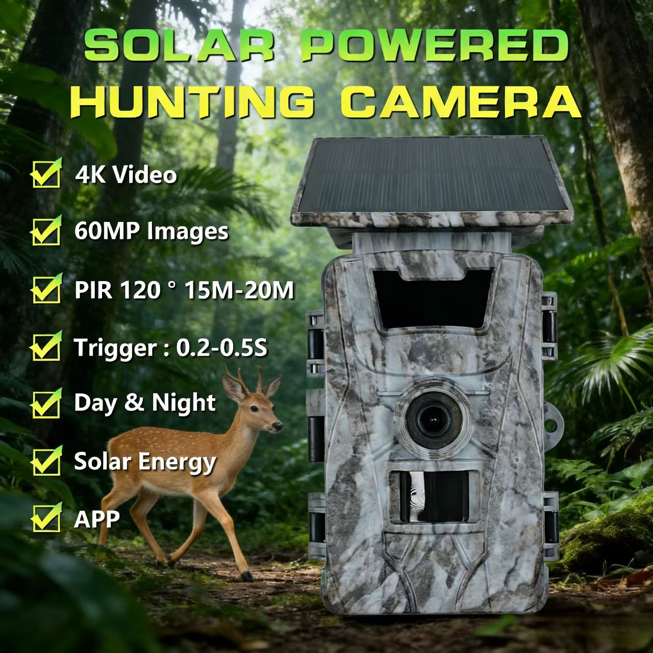 Solar WiFi 4K 60MP Hunting Cam - đánh giá và giá Outdoor Hunting Photography