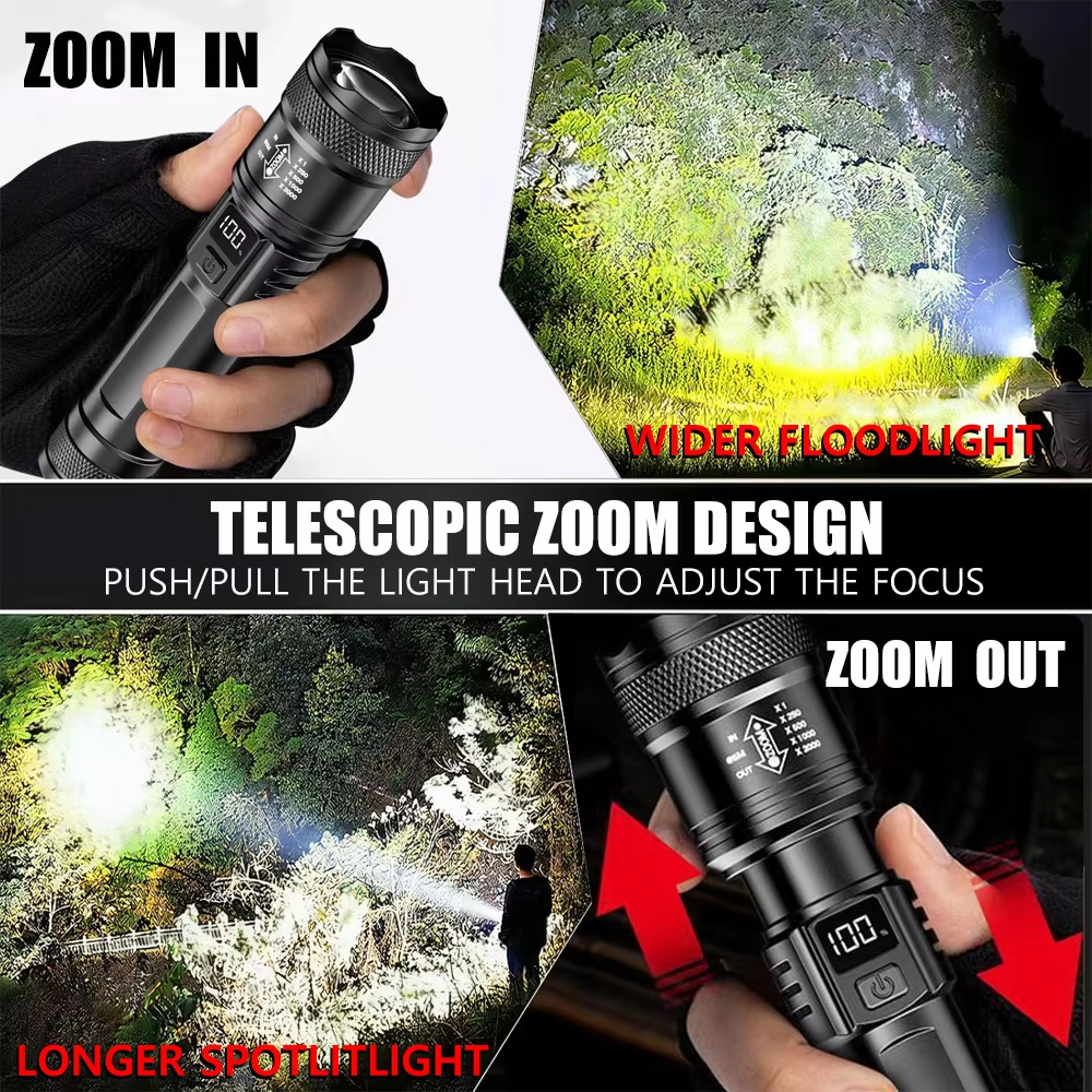 100000LM Ultra-bright Flashlig - đánh giá và giá Tactical Flashlight Rechargeable