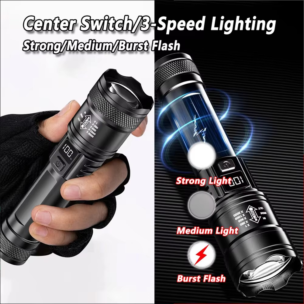100000LM Ultra-bright Flashlig - đánh giá và giá Tactical Flashlight Rechargeable